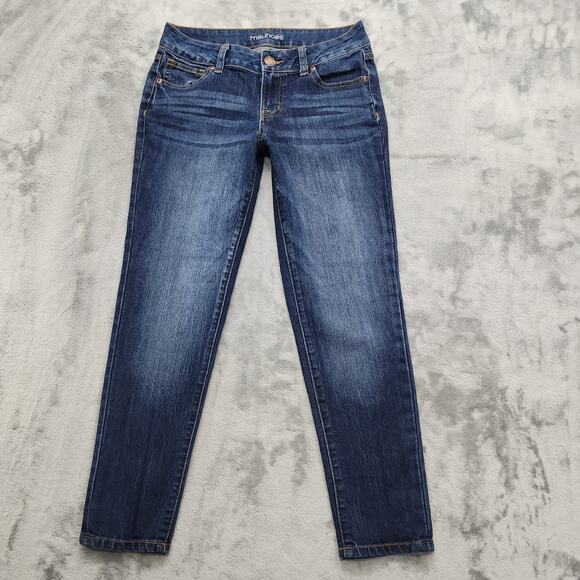 Maurices Jeans Womens 4 Blue Dark Wash Mid Rise Skinny Ankle Stretch Denim - Picture 1 of 13